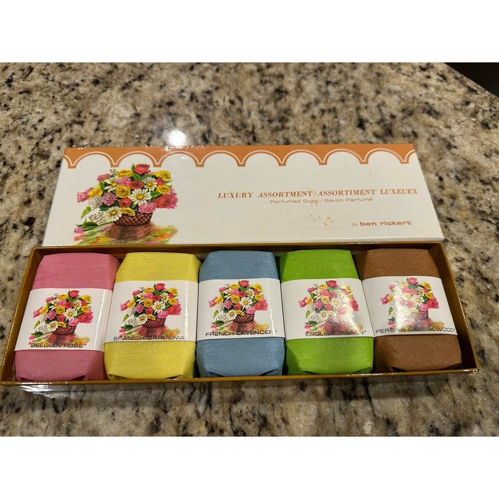 Ben Rickert Soaps Luxury Perfumed 5 Cakes Vintage Box Floral Scented Gift Set